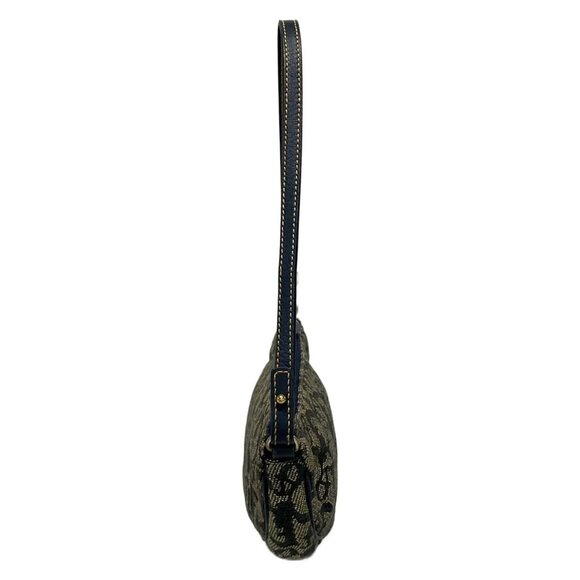 Auth DIOR/ChristianDior Saddle Pouch - Navy Cream Jacquard Leather Handbag - Picture 5 of 16